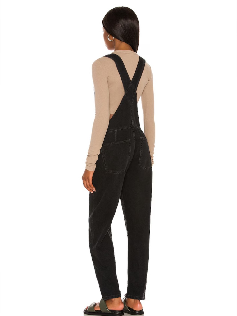 Free People X We The Free ZIGGY Overalls Mineral Black Bib Denim SZ XL Full Leng - Picture 7 of 13